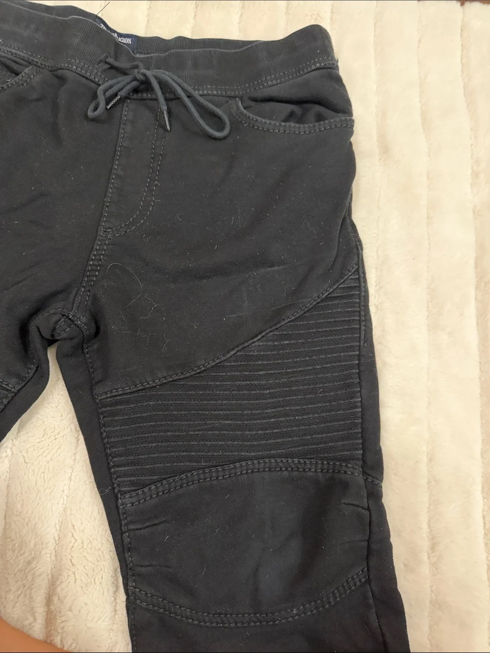 True Religion Black Ribbed Knee Jogger Sweatpants